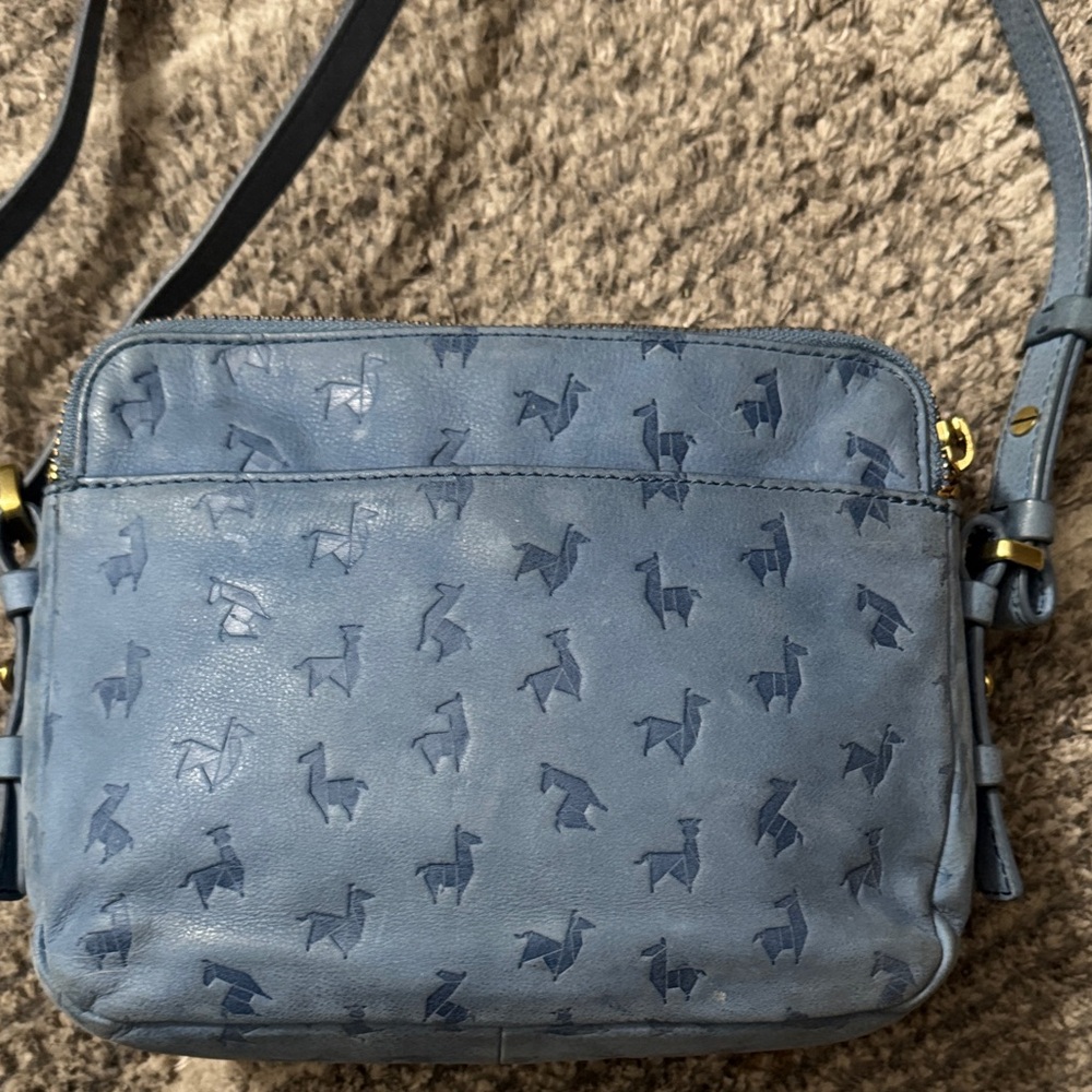 Fossil Oragami Tissue Llama Blue Crossbody Bag - Picture 4 of 13
